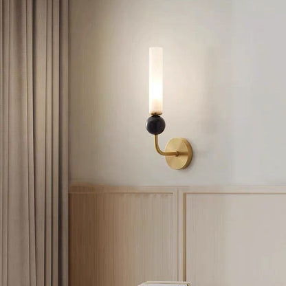 Contemporary Simplicity Copper Marble Ball Acrylic Cylinder Shade 1-Light Wall Sconce Lamp For Bedroom