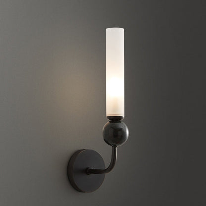 Contemporary Simplicity Copper Marble Ball Acrylic Cylinder Shade 1-Light Wall Sconce Lamp For Bedroom