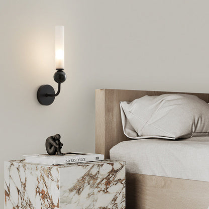 Contemporary Simplicity Copper Marble Ball Acrylic Cylinder Shade 1-Light Wall Sconce Lamp For Bedroom