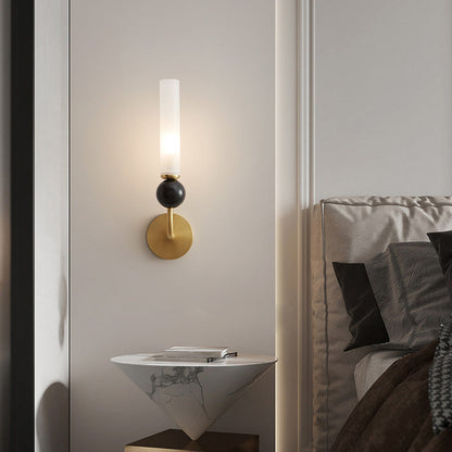 Contemporary Simplicity Copper Marble Ball Acrylic Cylinder Shade 1-Light Wall Sconce Lamp For Bedroom