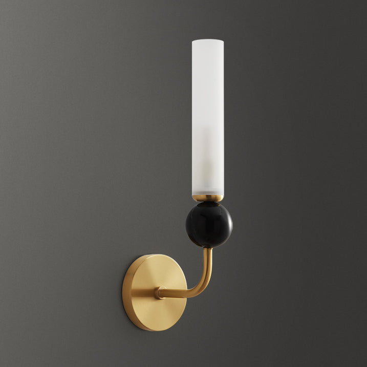Contemporary Simplicity Copper Marble Ball Acrylic Cylinder Shade 1-Light Wall Sconce Lamp For Bedroom