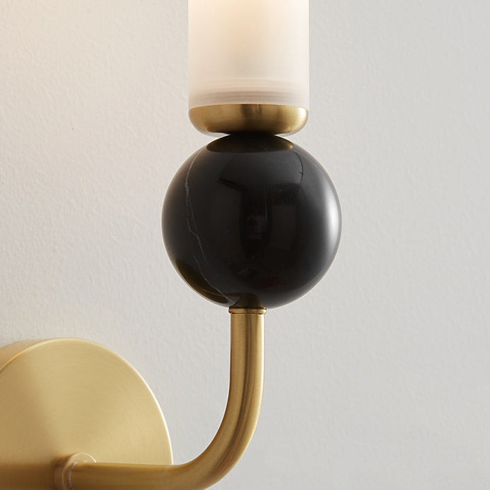 Contemporary Simplicity Copper Marble Ball Acrylic Cylinder Shade 1-Light Wall Sconce Lamp For Bedroom