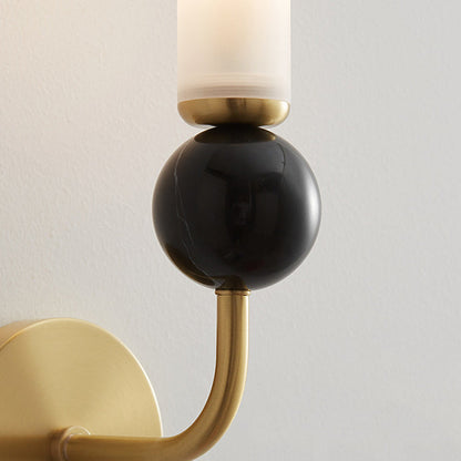 Contemporary Simplicity Copper Marble Ball Acrylic Cylinder Shade 1-Light Wall Sconce Lamp For Bedroom