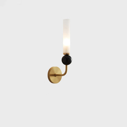 Contemporary Simplicity Copper Marble Ball Acrylic Cylinder Shade 1-Light Wall Sconce Lamp For Bedroom