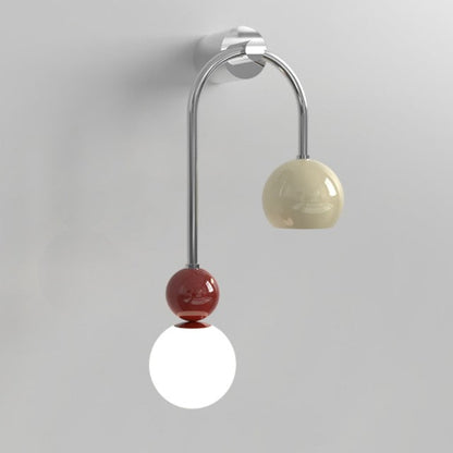 Contemporary Scandinavian Arc Iron Acrylic Ball Shade 1-Light Wall Sconce Lamp For Bedroom