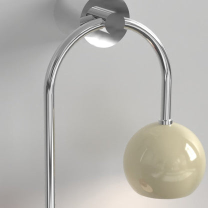Contemporary Scandinavian Arc Iron Acrylic Ball Shade 1-Light Wall Sconce Lamp For Bedroom
