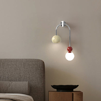 Contemporary Scandinavian Arc Iron Acrylic Ball Shade 1-Light Wall Sconce Lamp For Bedroom