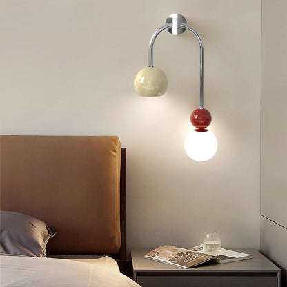Contemporary Scandinavian Arc Iron Acrylic Ball Shade 1-Light Wall Sconce Lamp For Bedroom