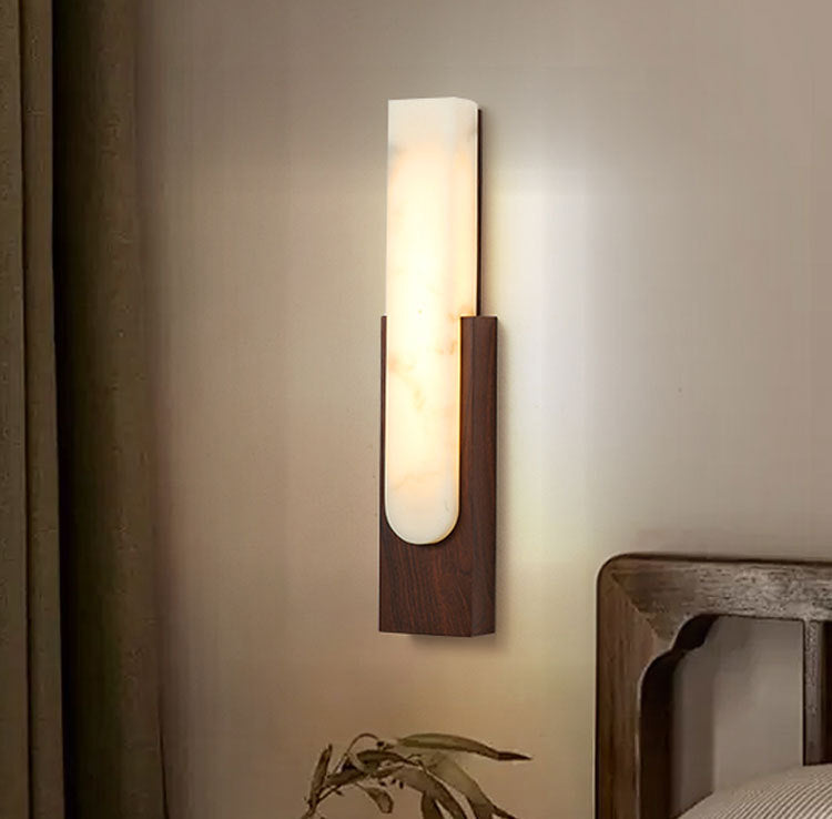 مصباح حائط LED بتصميم عمودي فاخر معاصر مصنوع من الرخام المقلد لغرفة النوم 