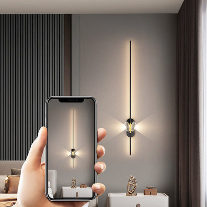 مصباح حائط LED بتصميم عصري بسيط من الحديد والألومنيوم بخط مستقيم لغرفة النوم 