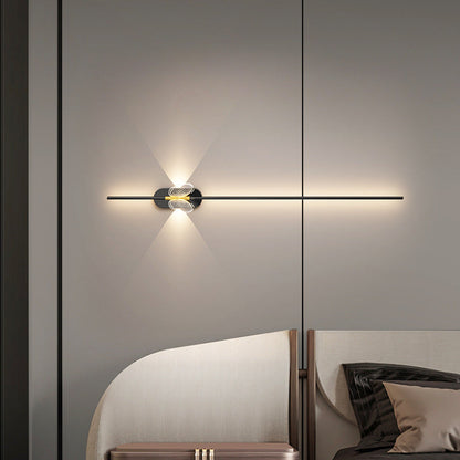 مصباح حائط LED بتصميم عصري بسيط من الحديد والألومنيوم بخط مستقيم لغرفة النوم 
