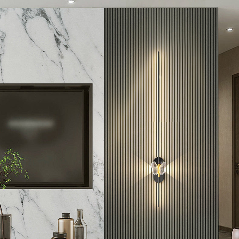 مصباح حائط LED بتصميم عصري بسيط من الحديد والألومنيوم بخط مستقيم لغرفة النوم 