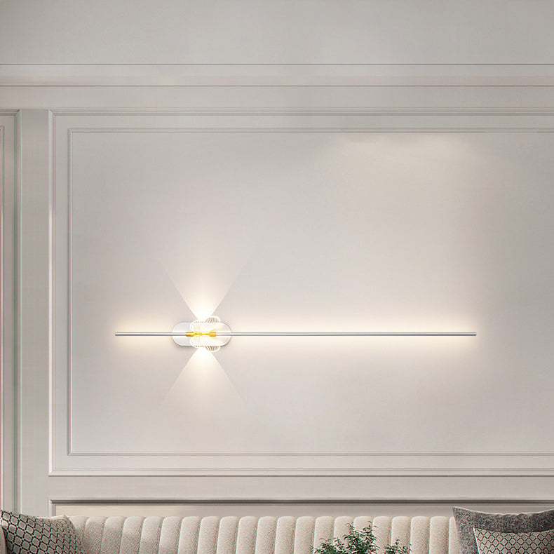 مصباح حائط LED بتصميم عصري بسيط من الحديد والألومنيوم بخط مستقيم لغرفة النوم 