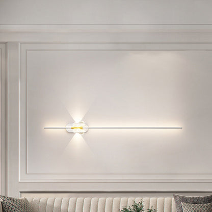 مصباح حائط LED بتصميم عصري بسيط من الحديد والألومنيوم بخط مستقيم لغرفة النوم 