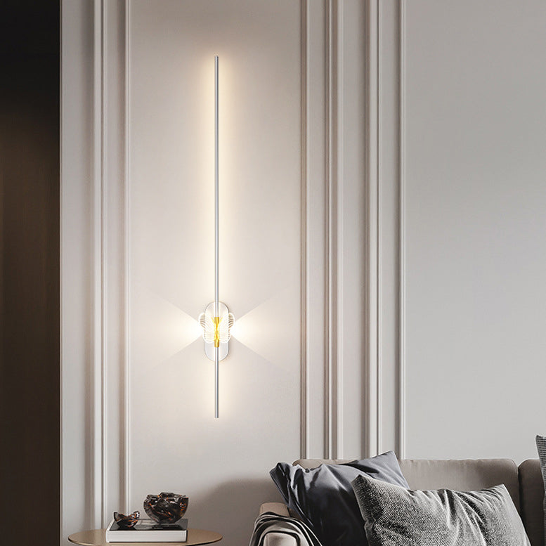 مصباح حائط LED بتصميم عصري بسيط من الحديد والألومنيوم بخط مستقيم لغرفة النوم 