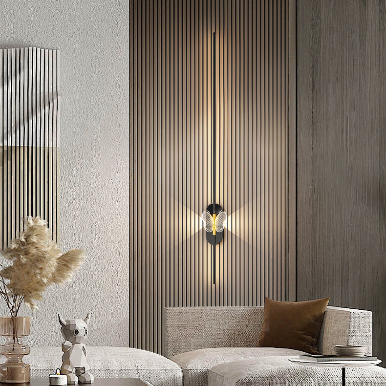 مصباح حائط LED بتصميم عصري بسيط من الحديد والألومنيوم بخط مستقيم لغرفة النوم 