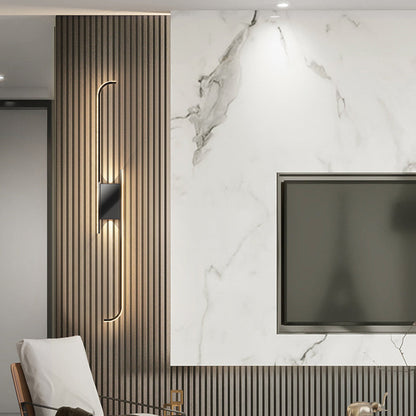 مصباح حائط LED بتصميم عصري بسيط من الحديد والألومنيوم بخط مستقيم لغرفة النوم 