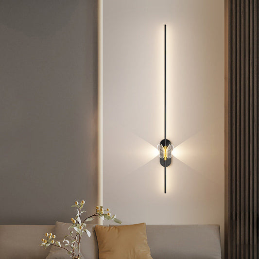 مصباح حائط LED بتصميم عصري بسيط من الحديد والألومنيوم بخط مستقيم لغرفة النوم 