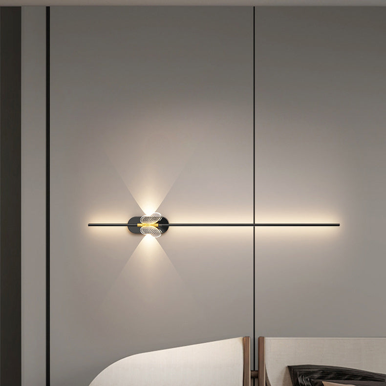 مصباح حائط LED بتصميم عصري بسيط من الحديد والألومنيوم بخط مستقيم لغرفة النوم 