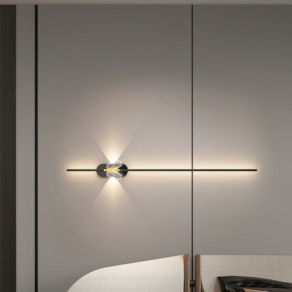 مصباح حائط LED بتصميم عصري بسيط من الحديد والألومنيوم بخط مستقيم لغرفة النوم 
