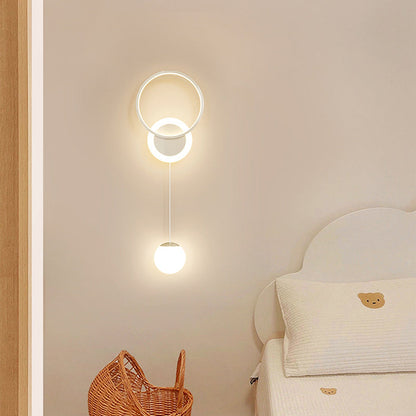 Contemporary Scandinavian Iron Acrylic Geometric Circle Ring LED Wall Sconce Lamp For Bedroom