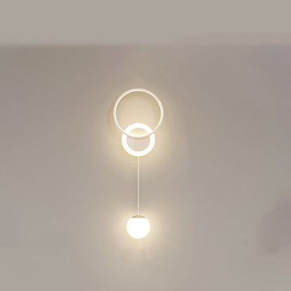 Contemporary Scandinavian Iron Acrylic Geometric Circle Ring LED Wall Sconce Lamp For Bedroom
