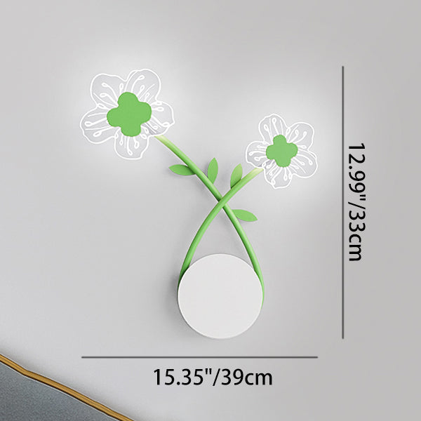 مصباح حائط LED بتصميم زهرة الورد الحديدي الحديث لغرفة النوم 