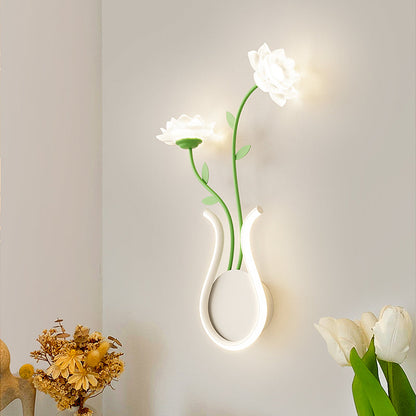 مصباح حائط LED بتصميم زهرة الورد الحديدي الحديث لغرفة النوم 