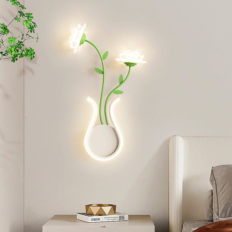 مصباح حائط LED بتصميم زهرة الورد الحديدي الحديث لغرفة النوم 