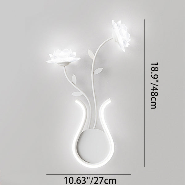 مصباح حائط LED بتصميم زهرة الورد الحديدي الحديث لغرفة النوم 