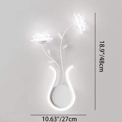 مصباح حائط LED بتصميم زهرة الورد الحديدي الحديث لغرفة النوم 