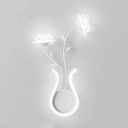 مصباح حائط LED بتصميم زهرة الورد الحديدي الحديث لغرفة النوم 