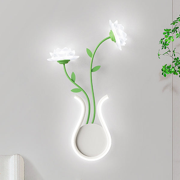مصباح حائط LED بتصميم زهرة الورد الحديدي الحديث لغرفة النوم 