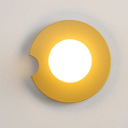 Contemporary Scandinavian Geometric Circle Iron Glass 1-Light Wall Sconce Lamp For Living Room