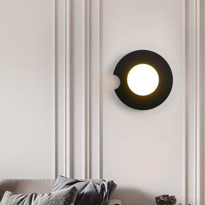 Contemporary Scandinavian Geometric Circle Iron Glass 1-Light Wall Sconce Lamp For Living Room