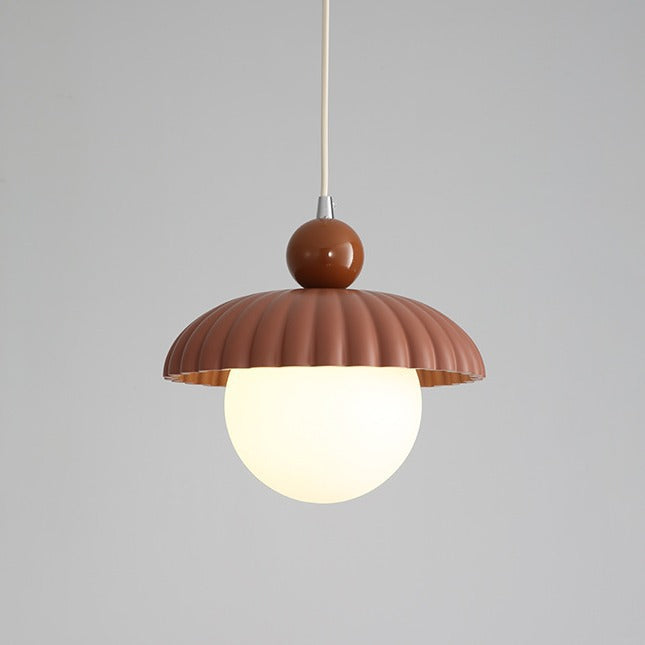 Contemporary Scandinavian Iron Flower Bud Glass Ball Shade 1-Light Pendant Light For Living Room