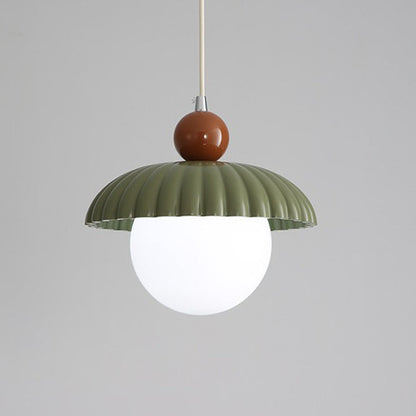 Contemporary Scandinavian Iron Flower Bud Glass Ball Shade 1-Light Pendant Light For Living Room