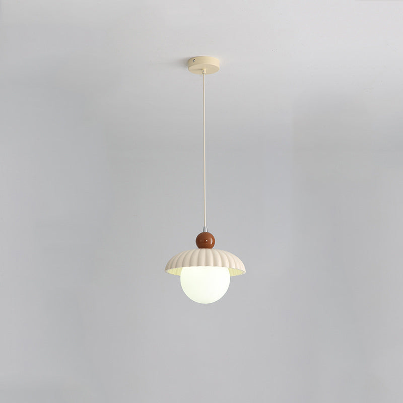 Contemporary Scandinavian Iron Flower Bud Glass Ball Shade 1-Light Pendant Light For Living Room