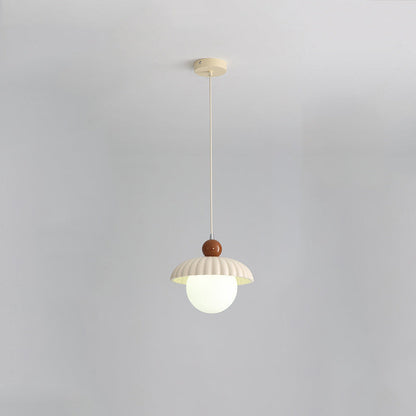 Contemporary Scandinavian Iron Flower Bud Glass Ball Shade 1-Light Pendant Light For Living Room