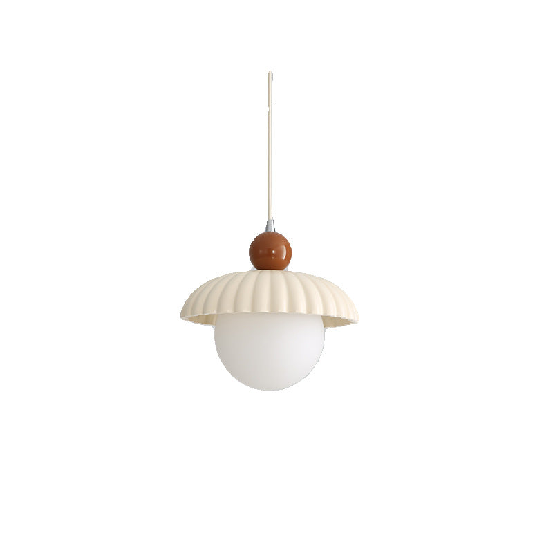 Contemporary Scandinavian Iron Flower Bud Glass Ball Shade 1-Light Pendant Light For Living Room