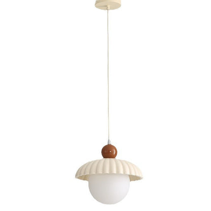 Contemporary Scandinavian Iron Flower Bud Glass Ball Shade 1-Light Pendant Light For Living Room