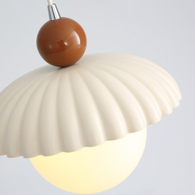 Contemporary Scandinavian Iron Flower Bud Glass Ball Shade 1-Light Pendant Light For Living Room