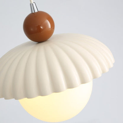 Contemporary Scandinavian Iron Flower Bud Glass Ball Shade 1-Light Pendant Light For Living Room