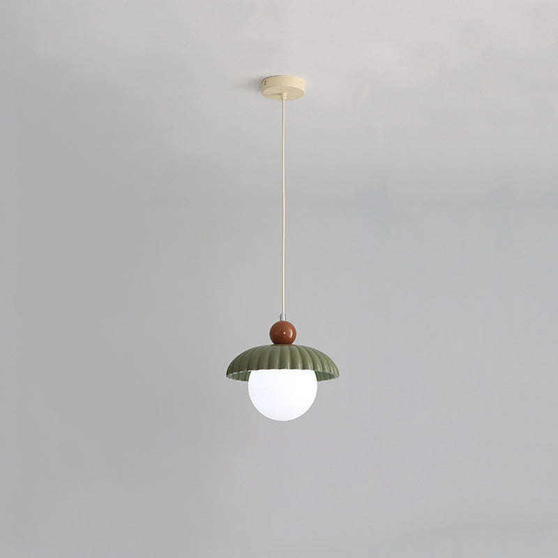 Contemporary Scandinavian Iron Flower Bud Glass Ball Shade 1-Light Pendant Light For Living Room