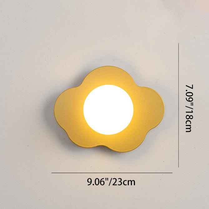 Contemporary Scandinavian Iron Flower Glass 1-Light Wall Sconce Lamp For Living Room