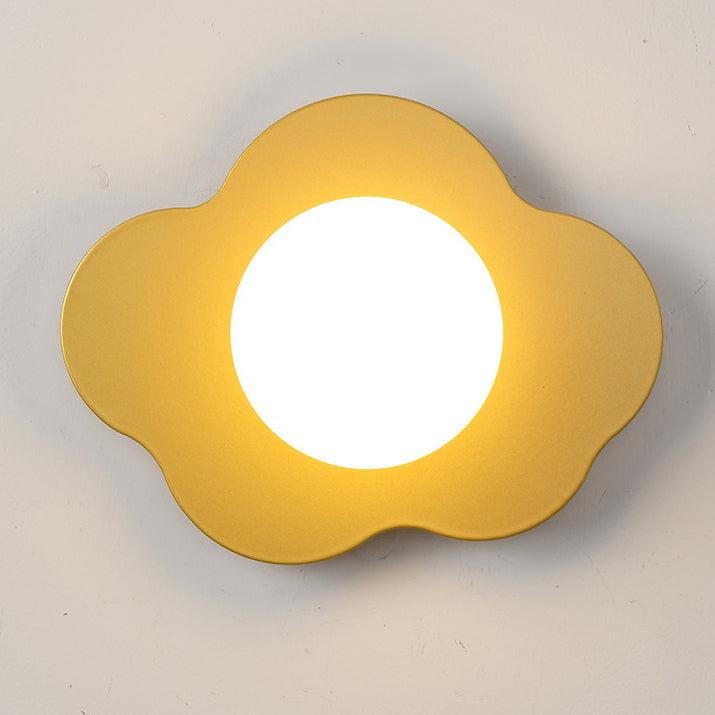 Contemporary Scandinavian Iron Flower Glass 1-Light Wall Sconce Lamp For Living Room