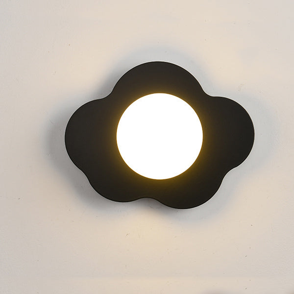 Contemporary Scandinavian Iron Flower Glass 1-Light Wall Sconce Lamp For Living Room