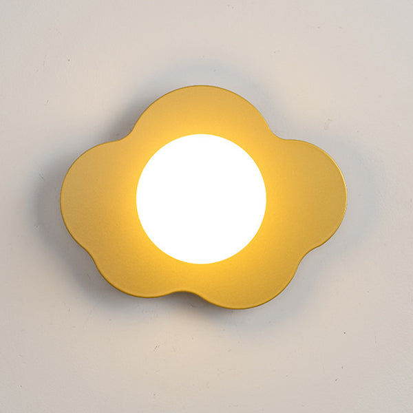 Contemporary Scandinavian Iron Flower Glass 1-Light Wall Sconce Lamp For Living Room