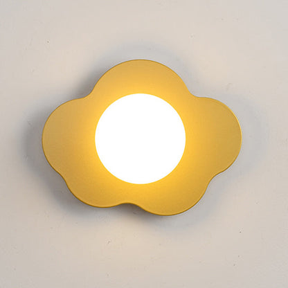 Contemporary Scandinavian Iron Flower Glass 1-Light Wall Sconce Lamp For Living Room