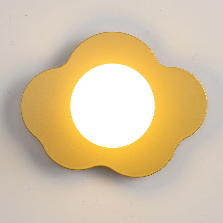 Contemporary Scandinavian Iron Flower Glass 1-Light Wall Sconce Lamp For Living Room